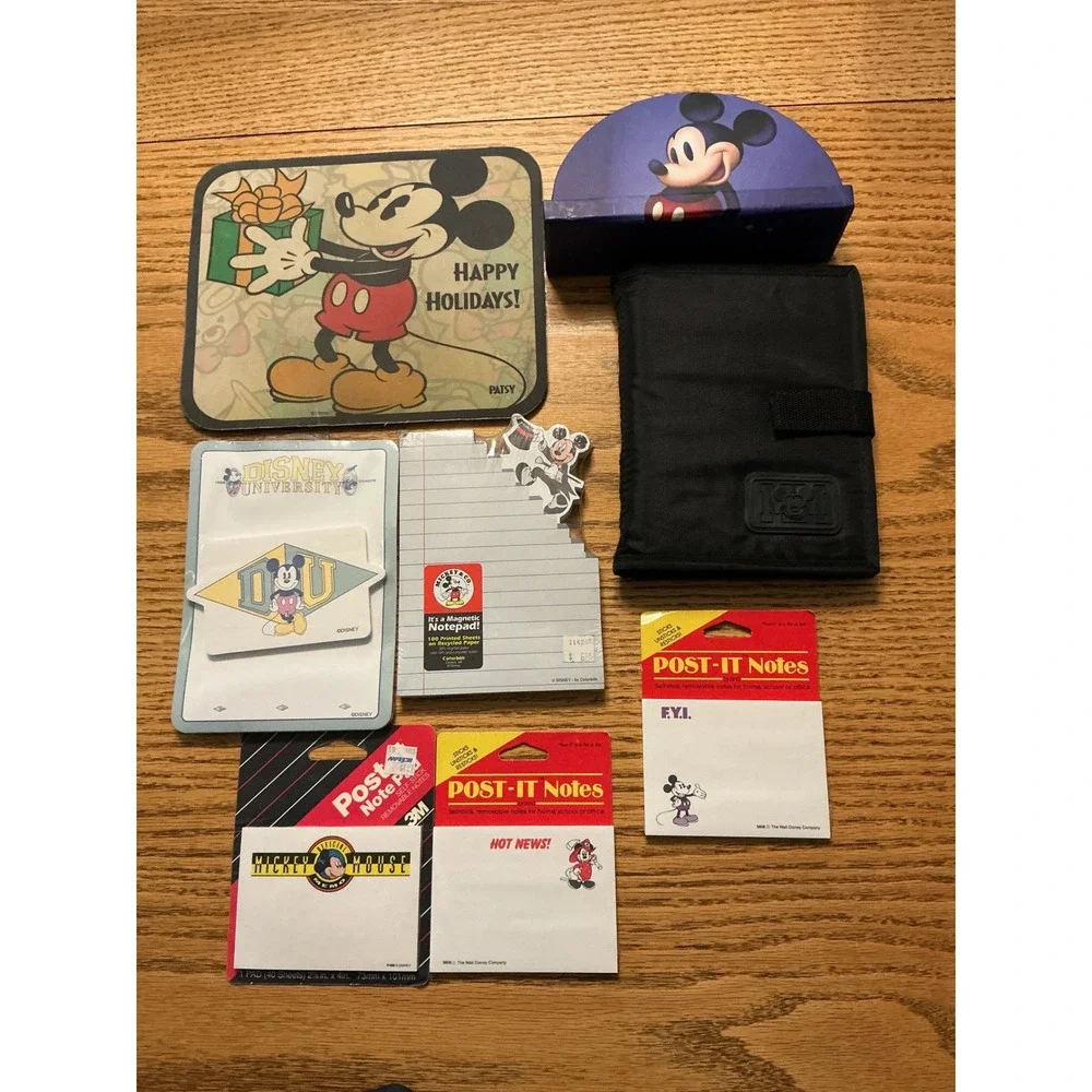 Vintage Mickey Mouse Stationery Bundle Office Mouse Pad Letter Holder Post-ItLot
